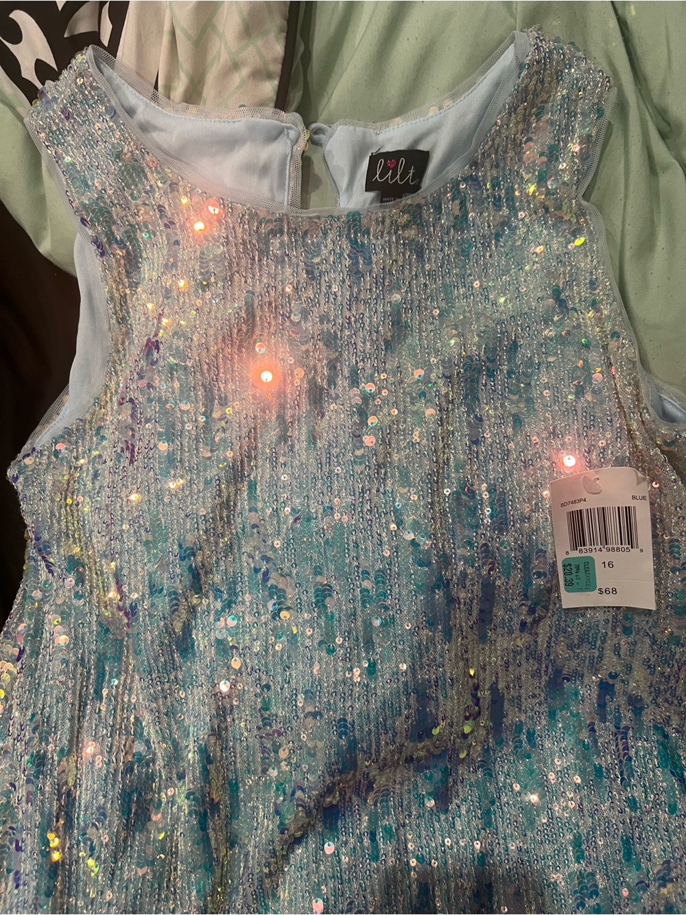 lilt Blue Sequin Sleeveless Party Dress